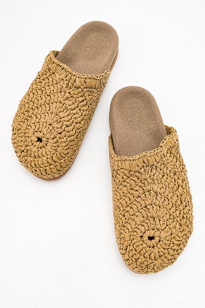 LuviShoes LOOP Hellbraune gestrickte Damenhausschuhe