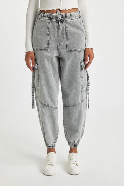 DeFacto Jogger Fit High Waist Casual Fit Stretchy Waist Leg Long Length Jean Pants A8195ax23wn