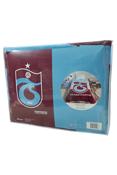 Taç /Trabzonspor Taraftar Lisanslı Tek Kişilik Battaniye-ÜÇ RENK