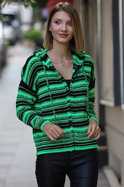 AVORWE Thessaloniki Knitted Hooded Zippered Coat Cardigan