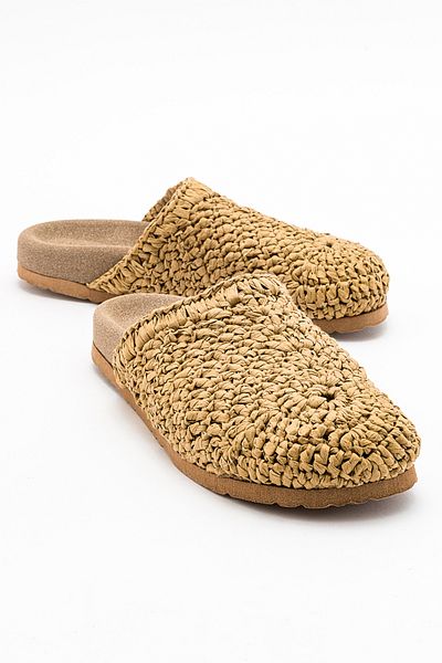 LuviShoes LOOP Hellbraune gestrickte Damenhausschuhe