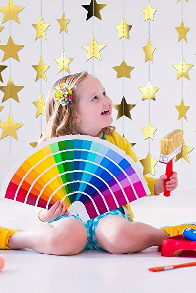 Huzur Party Store Parlak Yıldız Gold Altın Süs İpe Dizili 4 Metre Uzayan Parti Ramazan Bayramı Süsü Arka Fon Dekor