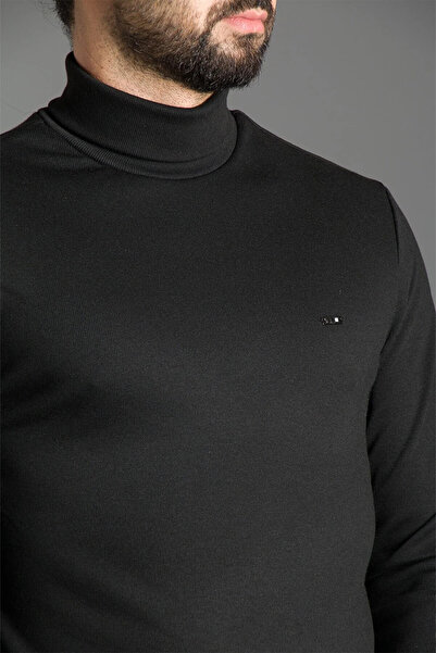 ZEKİ ÖZER Men's Black Plain Soft Half Turtleneck/turtleneck Sweater