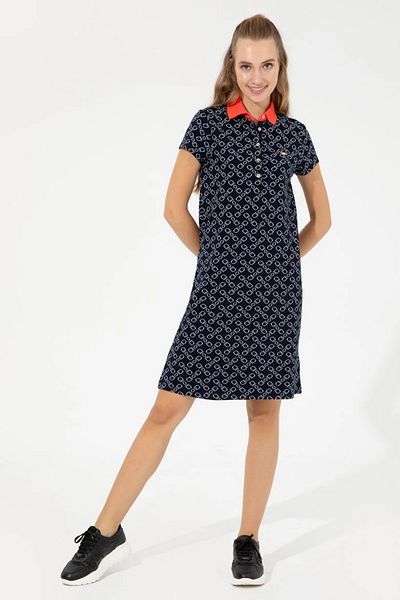 U.S. Polo Assn. Rochie tricotată cu gât polo de damă bleumarin