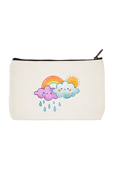 designedfy Τσάντα μακιγιάζ Cloud Rainbows με στάμπα υφασμάτινη τσάντα μακιγιάζ Τσάντα χειρός