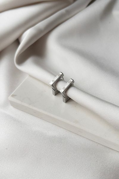 Karflake Narflake Minimal Square Basic Silver Steel Women's Earrings