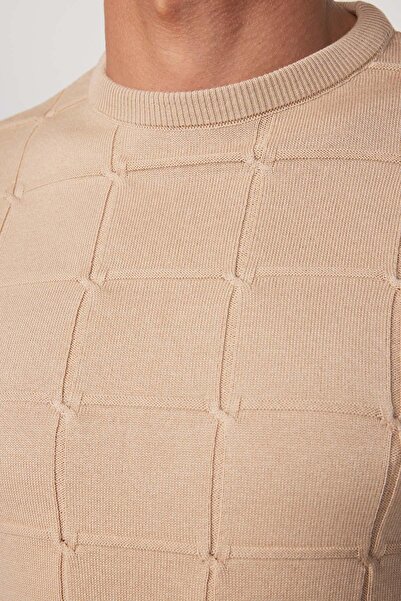 Tudors Ανδρική Slim Fit Μπλούζα με Στρογγυλή Λαιμόκοψη και Τετράγωνο Μοτίβο σε Γκρι Χρώμα