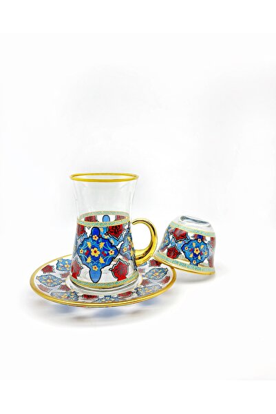 ÖzcamKristal 6 Kişilik 18 Parça Sultan Motifli Çay Takımı – Şık ve Dayanıklı Sofra Sunumları İçin