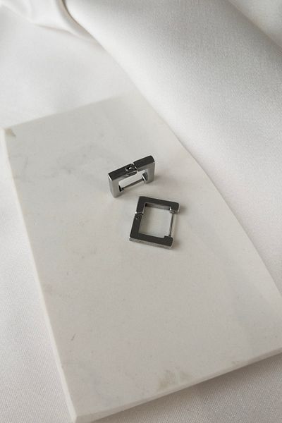Karflake Narflake Minimal Square Basic Silver Steel Women's Earrings