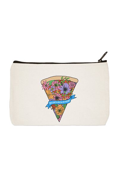 designedfy Pizza Heart Printed υφασμάτινη τσάντα μακιγιάζ Θήκη για στυλό Τσάντα χειρός