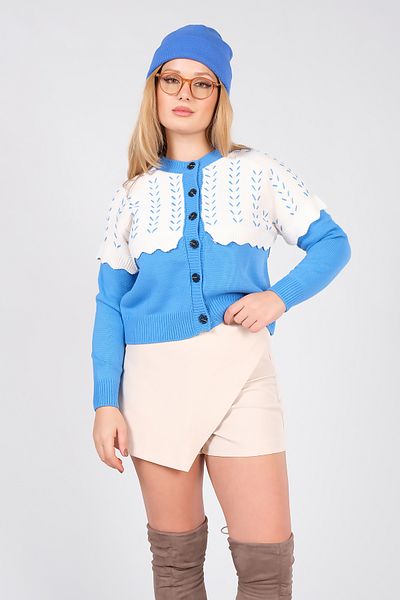 Giyim Dünyası Tricotaj de damă dublă culoare cardigan albastru