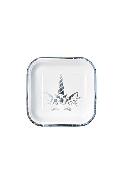 BalonEvi UNICORN SILVER - Printed Square Plate