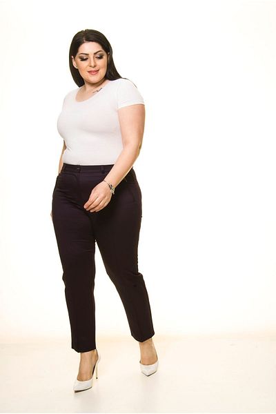 modayız Purple Fabric Plus Size Trousers L1-1688