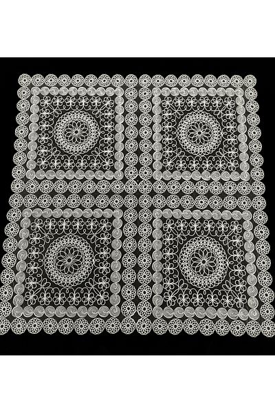 Çt Çeyizci Tekstil French Lace Single Fiskos 100x100cm, Coffee Table Cover Fiskos