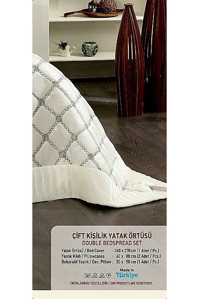 BALADI HOME Dowry Bedspread (Set 4 Pieces) Velvet Quilted High Quality embroidered
