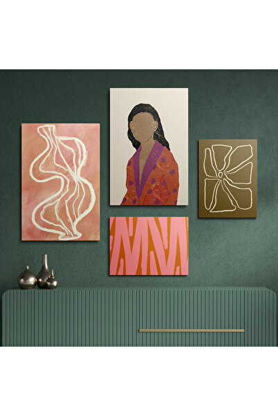 HOMEPACK 4'lü Kanvas Modern Art Soyut Canvas Tablo Seti Dk403