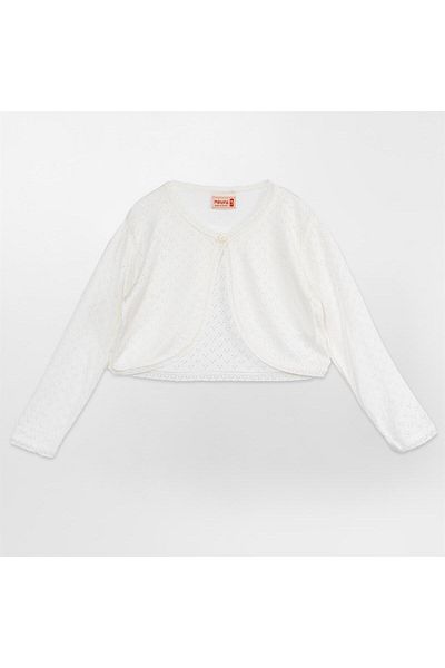 Minora Girl's Knitwear 3-Piece Openwork Bolero Bone
