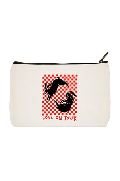 designedfy Love On Tour Printed υφασμάτινη τσάντα μακιγιάζ, θήκη για στυλό, τσάντα χειρός