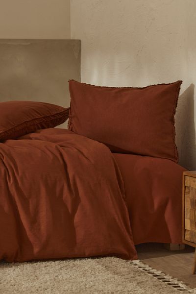 Karaca Home Pollen Linen Single Duvet Cover Set Terracotta