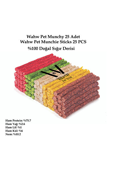 Wahw Pet Munchy Çubuk Köpek Ödül 13 Cm 5-6 Gr 25'li, Doğal Renkli Çiğneme Kemiği