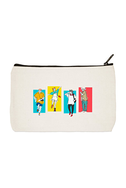 designedfy حقيبة مكياج قماشية مطبوعة من Jujutsu Kaisen، حامل قلم، حقيبة يد