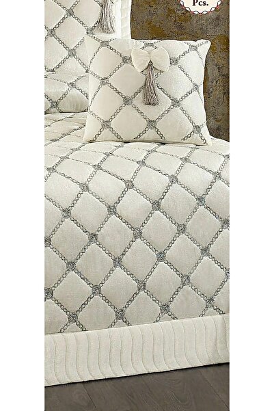 BALADI HOME Çeyizlik Yatak Örtüsü ( Set 4 Parçası ) Kadıfe Kapitoneli Yüksek Kalite nakışlı