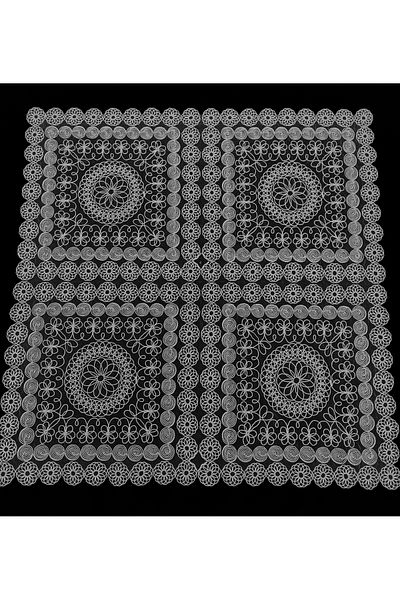 Çt Çeyizci Tekstil French Lace Single Fiskos 100x100cm, Coffee Table Cover Fiskos
