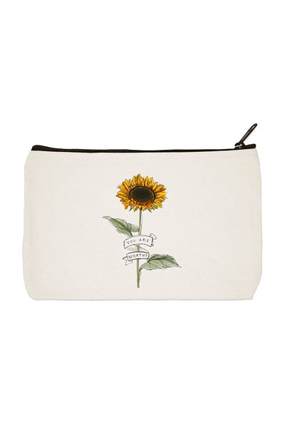 designedfy Sunflower 1 Printed υφασμάτινη τσάντα μακιγιάζ, θήκη για στυλό, τσάντα