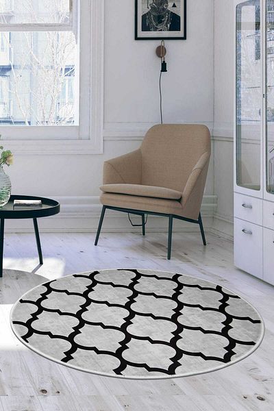 Dijidekor Carpet Lidya gray Round Non-Slip Base Washable 160X160