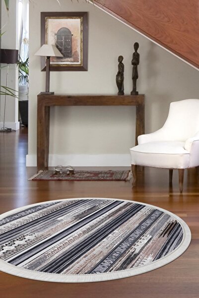 Dijidekor سجادة كولونيا القهوة الرقمية المستديرة المهدبة غير قابلة للانزلاق و...