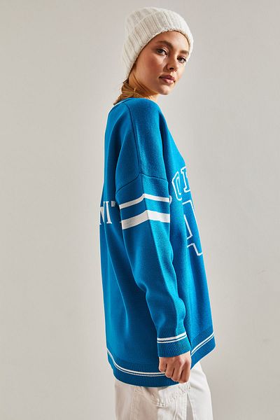 Bianco Lucci Dámský oversize pletený svetr s výstřihem do V