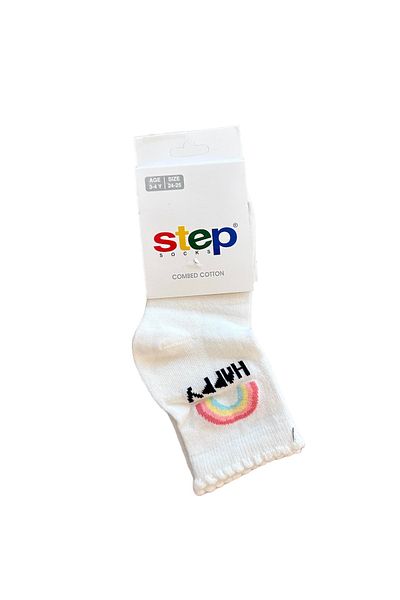 Step ΜΟΝΟΓΕΝΙΑ ΛΕΥΚΟ Ουράνιο Τόξο HAPPY SOCKET