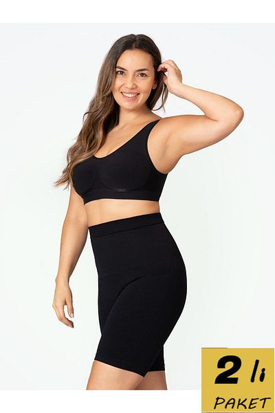 MİSTİRİK Irina2 Model Femei Talie Înaltă Burtă Basen Corset Colectare 2 Piese Culoare Neagră