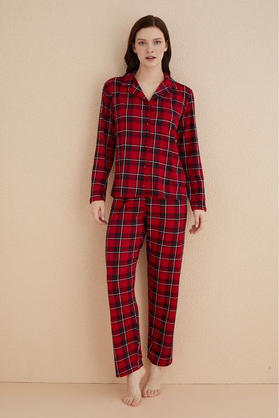 Vuntal BUTİK Buttoned Milan Checkered Pajama Set 50701-25