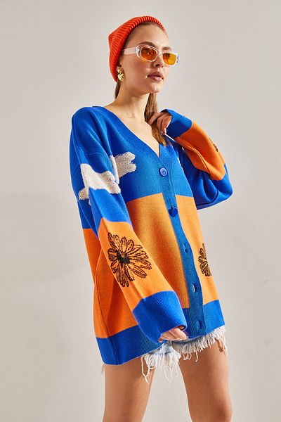 Bianco Lucci Γυναικεία πλεκτή ζακέτα με πολλά σχέδια Oversize