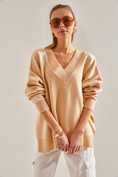 Bianco Lucci Women's V-Neck Knitwear Sweater