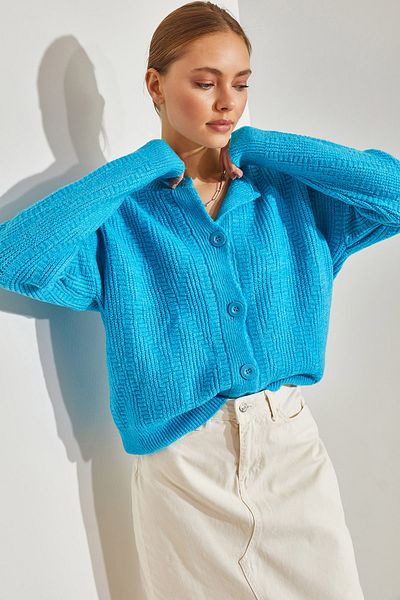 Bianco Lucci Dámský pletený cardigan s pěti knoflíky