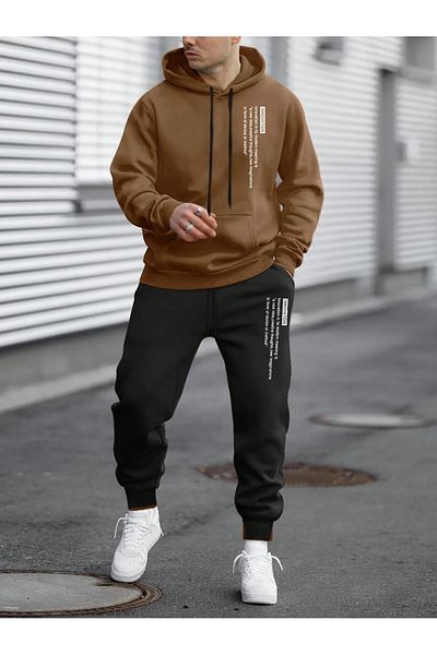 MOONBULL Men's Innovation Printed Hooded Tracksuit Set
