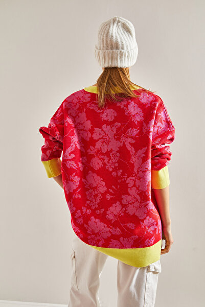 Bianco Lucci Women's Leaf Patterned Knitwear Sweater