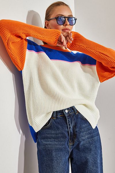 Bianco Lucci Women's Thessaloniki Knitted Crew Neck Knitwear Sweater