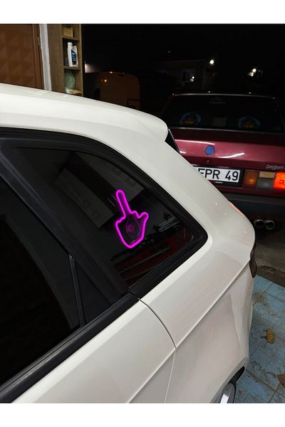 3dbaydesign Car Interior Neon LED Light Decor MEDIUM FINGER (12 Volt Suction Cup PINK)