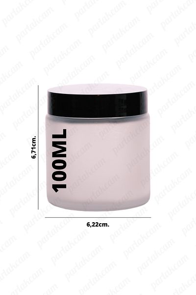 parlakcam 100ml Frosted Color Cream Glass Jar with 15 Black Protection Lids