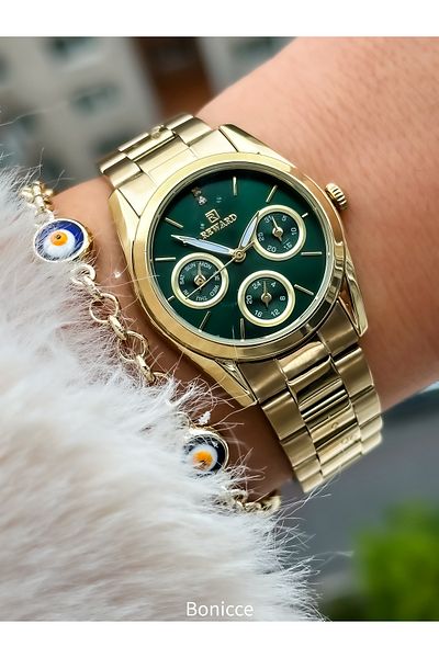 Reward Small Case, Steel Strap, Special Lock System, Gold Yellow Color Women's Wristwatch + Bracelet