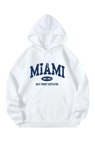 AEMİ Унисекс суитшърт с качулка и щампа Miami