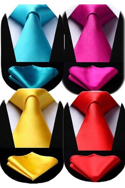Trenderrs Men's Satin Tie - Set of 4
