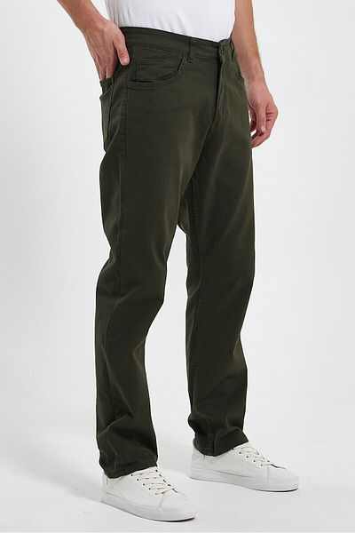 TheSeason Men's Khaki Gabardine Relaxed Stretchy Linen Baggy Pants