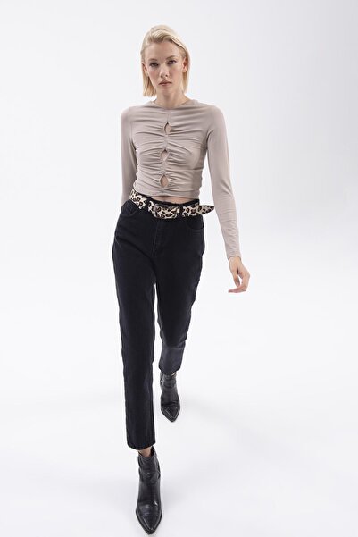 Lixera Hot Woman Pantaloni Mom Jean din Lycra Negru