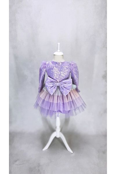 Kidstore Girl's Lilac Sequin Long Sleeve Dream Unicorn Dress