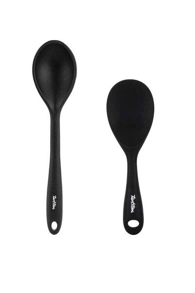 ElvinHomeConcept Tantitoni Smoke Colored 2-Piece Silicone Large Spoon and Rice Spoon Set