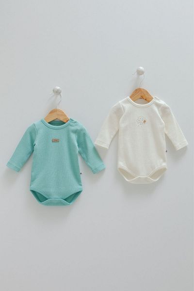 Caramell 2-Piece Ribbed Long Sleeve Snap-On Bodysuit